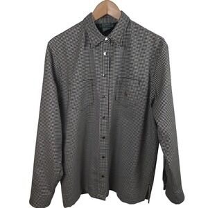 Lauren Ralph Lauren Women's Large 100% Wool Houndstooth Snap-Front Shirt Western